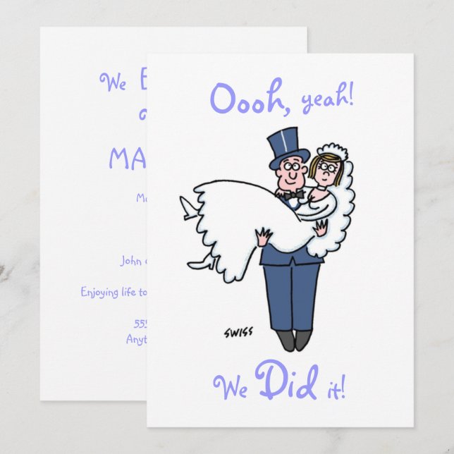 Faire-part D'Elopement Humoristique Nous L'Avons F (Devant / Derrière)