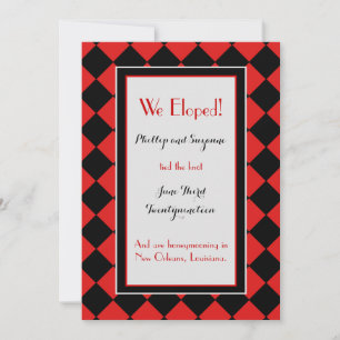 Faire-part d'Elopement Motif Red Harlequin
