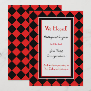 Faire-part d'Elopement Motif Red Harlequin
