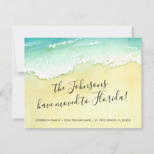 Faire-part Déménagé en Floride Sandy Beach Ocean Waves