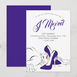 Faire-part Déménager est épuisant Fun Purple Diva Nouvelle