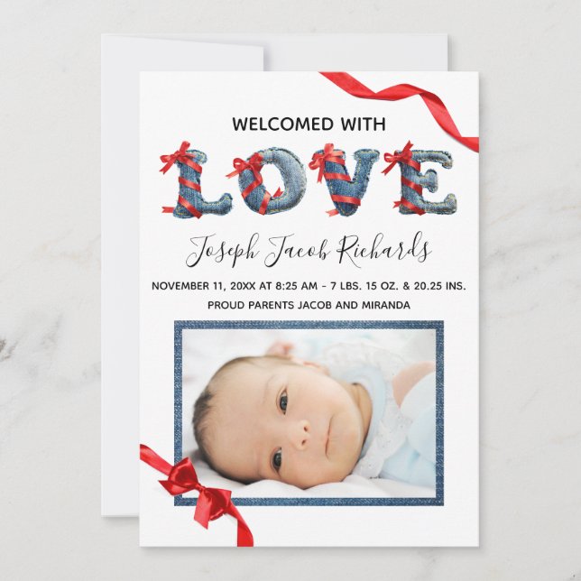 Faire-part Denim Love -  Annonce de naissance (Devant)