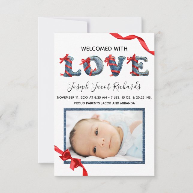 Faire-part Denim Love -  Annonce de naissance 3x5 (Devant)