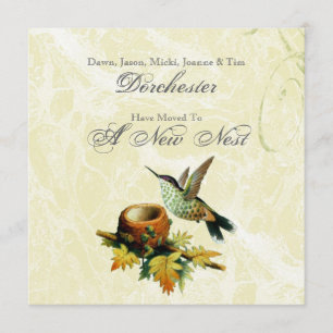 Faire-part Déplacement vintage d'oiseaux et de nids