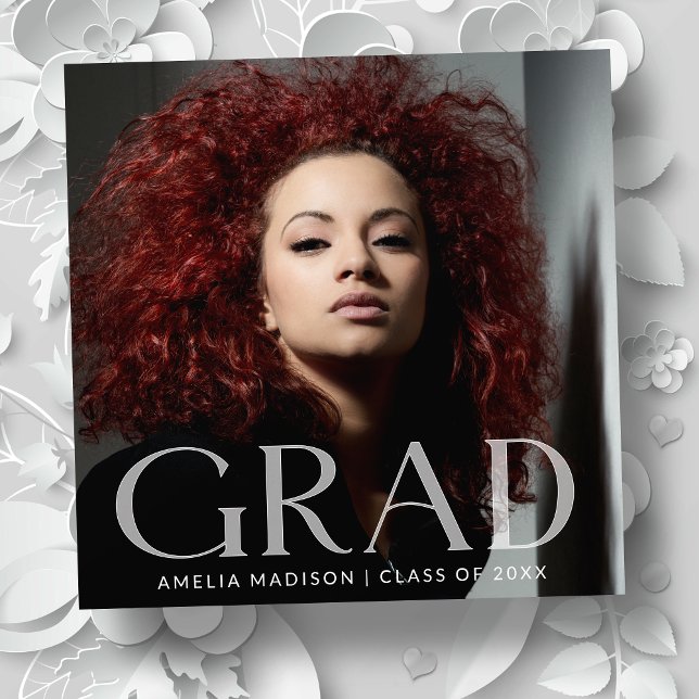 Faire-part Design moderne Classy Transparent Texte Photo Grad (Créateur téléchargé)