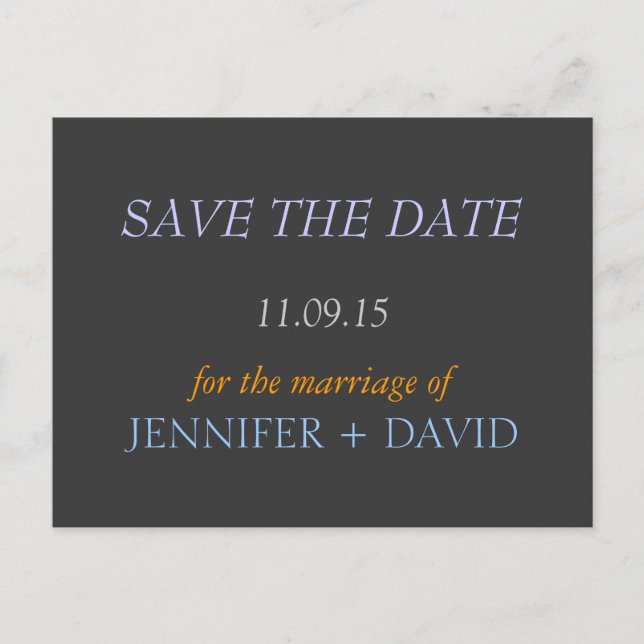 Faire-part Design tendance Enregistrer la date Carte postale  (Devant)
