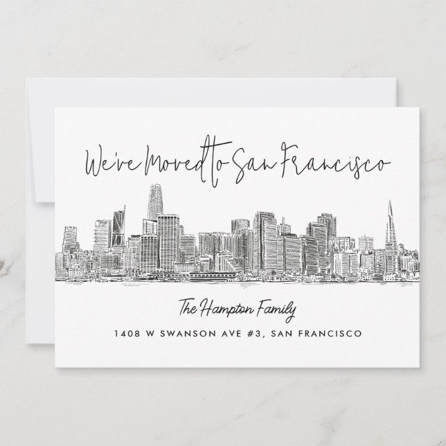 Faire-part Dessin de dessin de ligne aérienne de San Francisc (Devant)