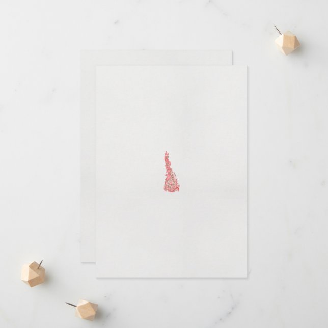 Faire-part dessin d'un oiseau avec des fleurs dessus (Devant/Arrière en situation)