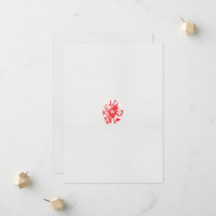 Faire-part dessin d'une fleur rouge sur un arrière - plan bla