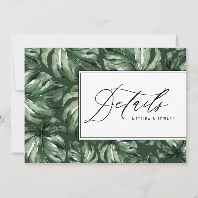 Faire-part Détails de mariage de feuillage de feuille de palm (Devant)