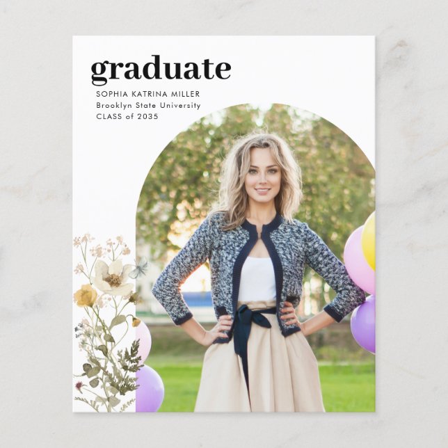 Faire-part d'études de Fleur sauvage du budget (Devant)