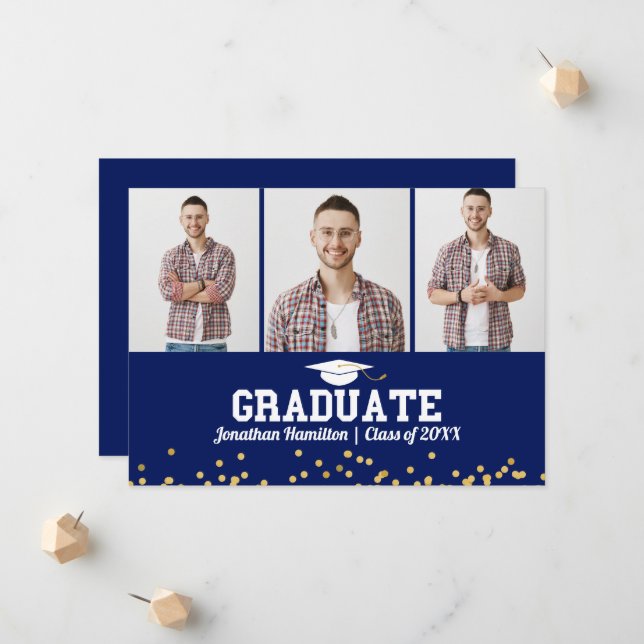 Faire-part d'études secondaires 3 Cartes photos (Devant/Arrière en situation)