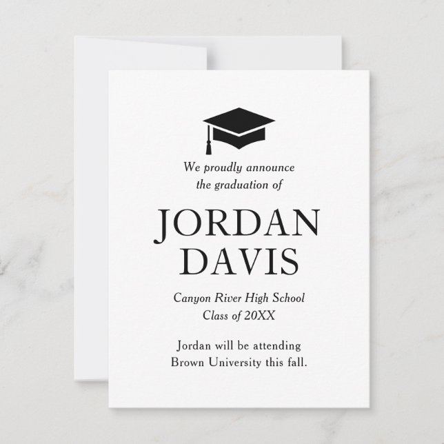 Faire-part d'études secondaires classiques (Devant)