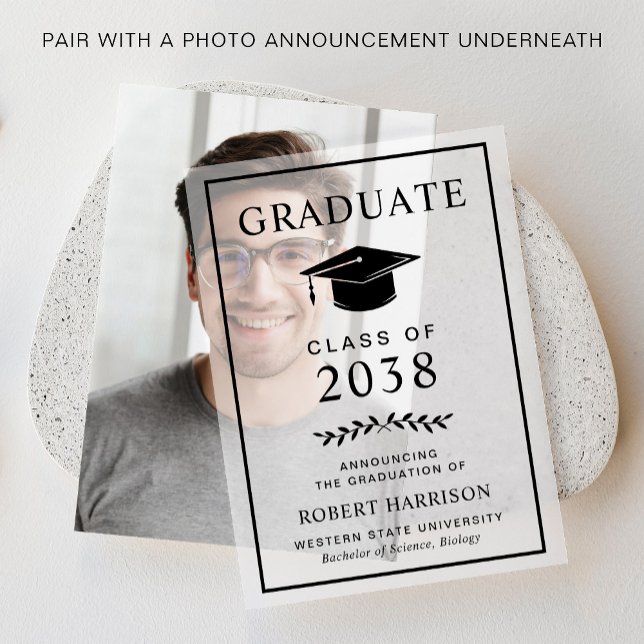 Faire-part d'études supérieures Vellum Overlay (Elevate your graduation announcements with our timeless vellum overlays)