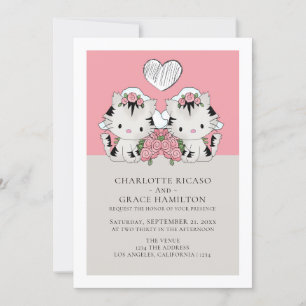 Faire-part Deux mariées Chat thème gay Mariage