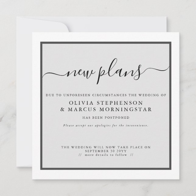 Faire-part d'événement différé moderne Nouveaux pl (Devant)