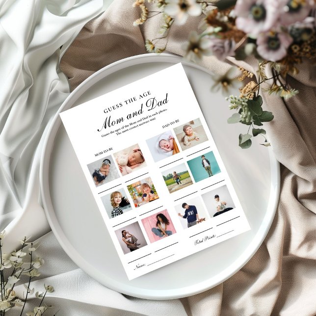 Faire-part Devinez leur âge Maman et papa jeu de baby shower  (Créateur téléchargé)