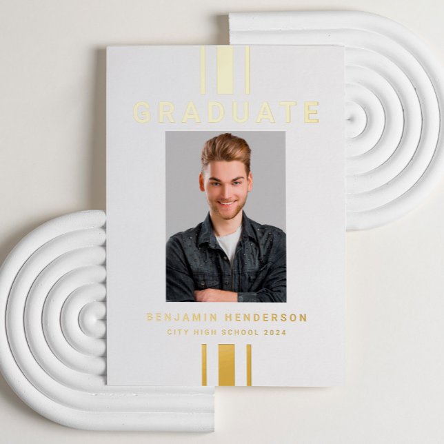 Faire-part d'huile d'or de graduation photo modern (Modern Photo Graduation Gold Foil Announcement Card)