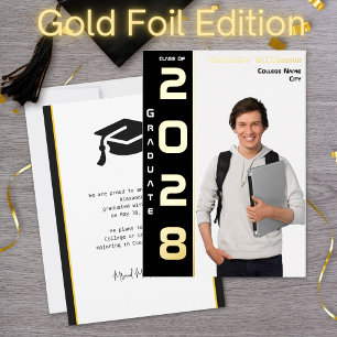 Faire-part d'huile d'or de graduation photo modern