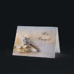 Faire-part Diamond Ring and Pearls Engagement Announcement<br><div class="desc">He proposed and you accepted! Now, announce your engagement to be married in style! Customize the elegant Diamond Ring and Pearls Engagement Announcement Greeting Card with your own personal note or message inside. This classy custom we're engaged announcement features a close up photograph of a diamond engagement ring and white...</div>