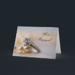 Faire-part Diamond Ring and Pearls Engagement Announcement<br><div class="desc">He proposed and you accepted! Now, announce your engagement to be married in style! Customize the elegant Diamond Ring and Pearls Engagement Announcement Greeting Card with your own personal note or message inside. This classy custom we're engaged announcement features a close up photograph of a diamond engagement ring and white...</div>