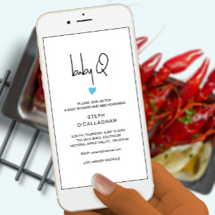 Faire-part Digital Baby boy BBQ Shower Cellphone Vite