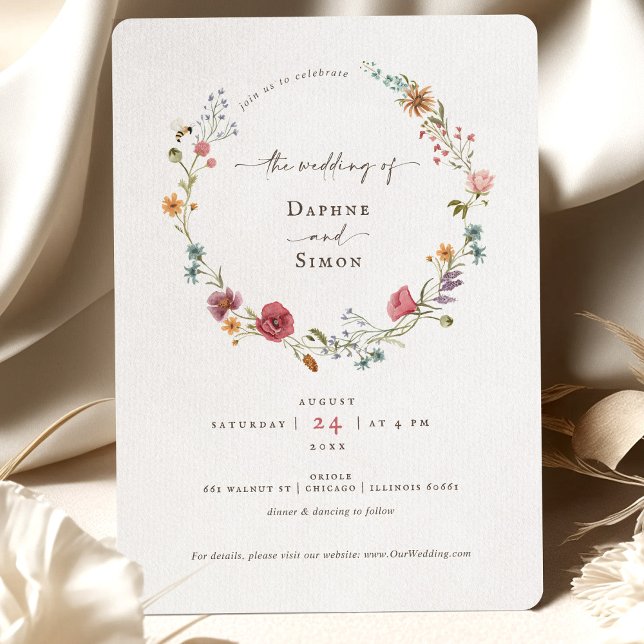 Faire-part d'invitation à l'aquarelle de fleurs sa (Créateur téléchargé)