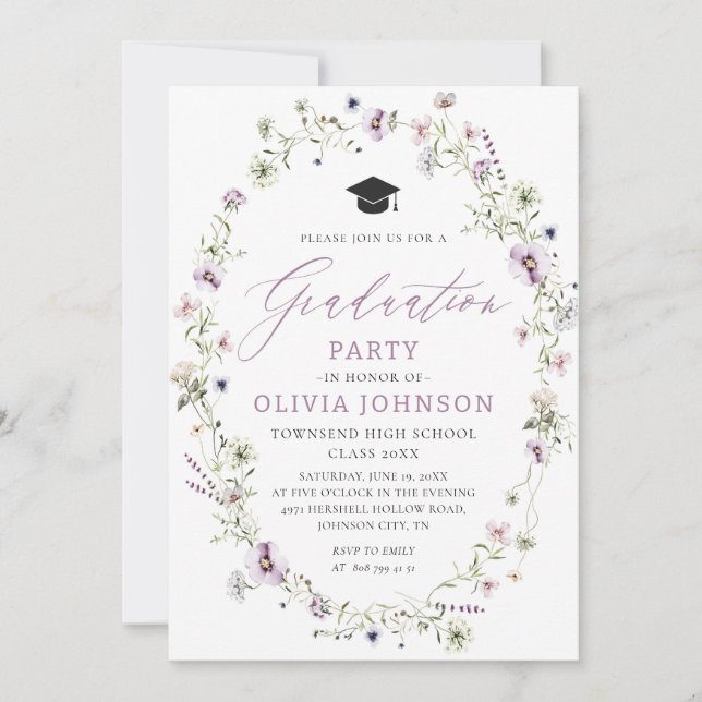 Faire-part d'invitation de fleur sauvage (Devant)