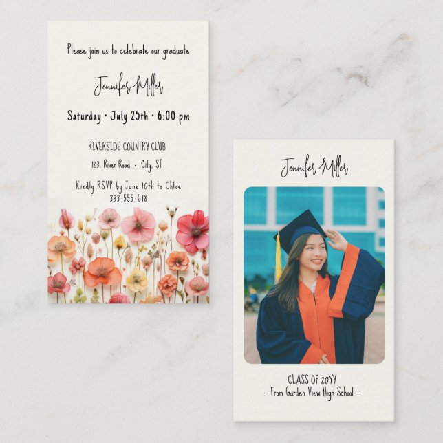 Faire-part d'invitation de la Mini Graduation Part (Devant / Derrière)