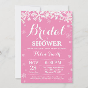 Faire-part d'invitation rose flocon de neige pour 