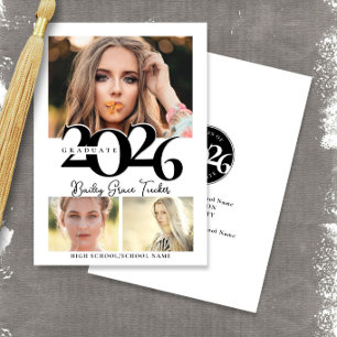 Faire-part Diplômé 2023 en gras Collage de 3 photos de remise