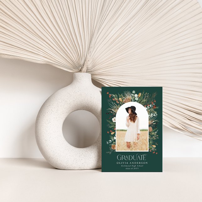 Faire-part Diplômé arche 1 photo botanique naturel moderne (Créateur téléchargé)