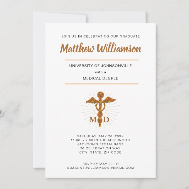 Faire-part Diplômé de la faculté de médecine avec symbole (Devant)
