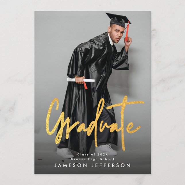 Faire-part Diplôme de la finition de brosse d'or (Devant)