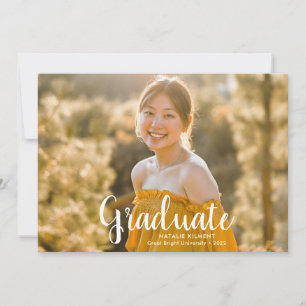 Faire-part Diplômé de la photo de script blanc moderne