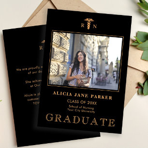 Faire-part Diplôme de l'école de soins infirmiers photo en or