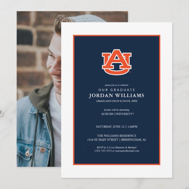 Faire-part Diplômé de l'Université d'Auburn – Tigers d'Auburn (Devant / Derrière)