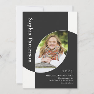 Faire-part Diplômé de l'université deux photo noir blanc