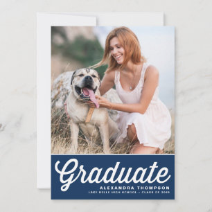 Faire-part Diplôme de photo avec typographie rétro gras bleu
