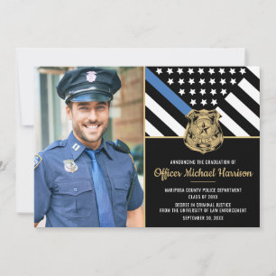 Faire-part Diplôme de police Ligne bleue Indicateur Police