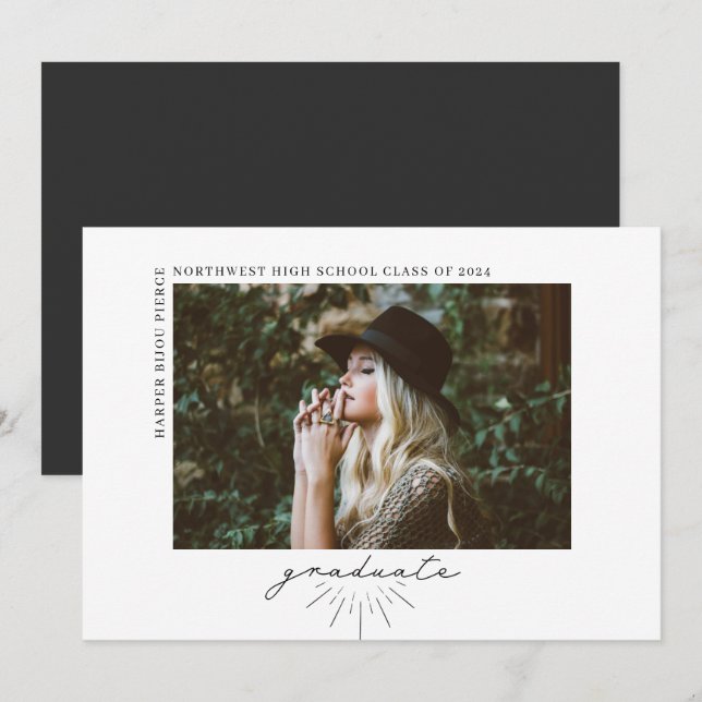 Faire-part Diplôme de script d'art en ligne photo horizontale (Devant / Derrière)