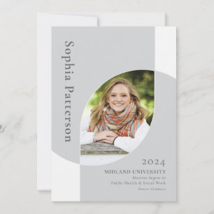 Faire-part Diplômé du collège deux photo gris blanc