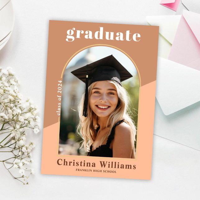 Faire-part Diplômé du lycée moderne Arch Photo Graduate (Modern High School Graduate Arch Photo Graduation Announcement)