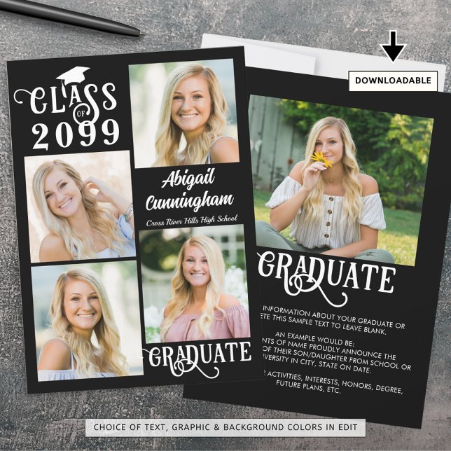 Faire-part Diplôme élégant 5 Photos Année de classe (Créateur téléchargé)