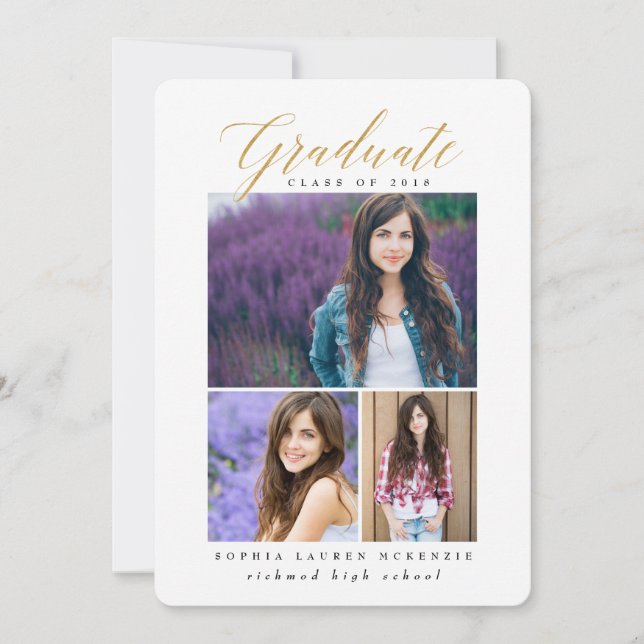 FAIRE-PART DIPLÔMÉ ÉLÉGANT ET MODERNE (Devant)