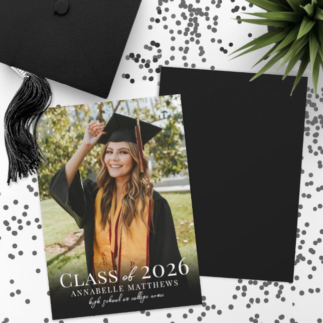 Faire-part Diplômé élégant Simple Photo Graduate (Elegant Graduate Simple Photo Graduation Announcement)