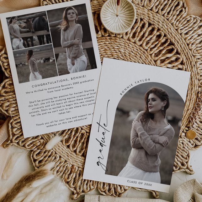 Faire-part Diplômé en photo Boho Arch moderne (Créateur téléchargé)