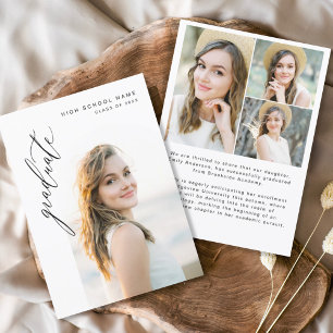 Faire-part Diplômé en Script moderne Diplôme en photo simple