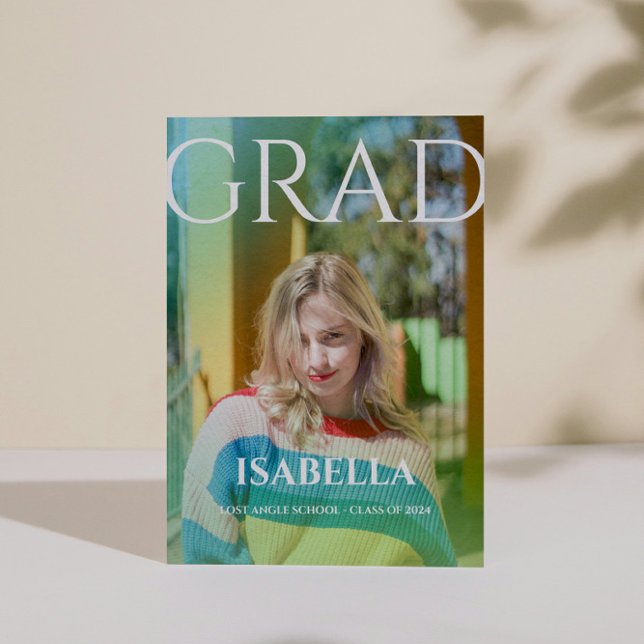 Faire-part Diplômé en Script moderne Diplôme en photo simple (Modern Script Graduate Simple Photo Graduation Announcement)