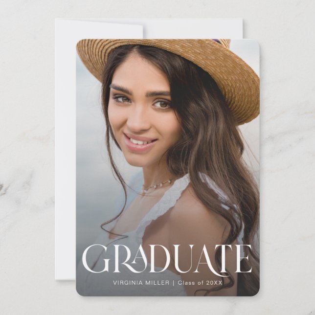 Faire-part Diplômé en typographie moderne (Devant)